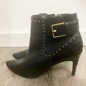 Calvin Klein Black and Gold Heeled Boots